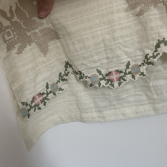 J. Junaid Jamshed Ladies Kurti XS Beige Cotton Cross Stitch Embroidered Boho NWT - Picture 10 of 16